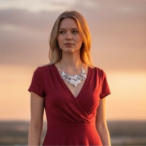 Paparazzi Silver and White Heart Necklace and Earring Set